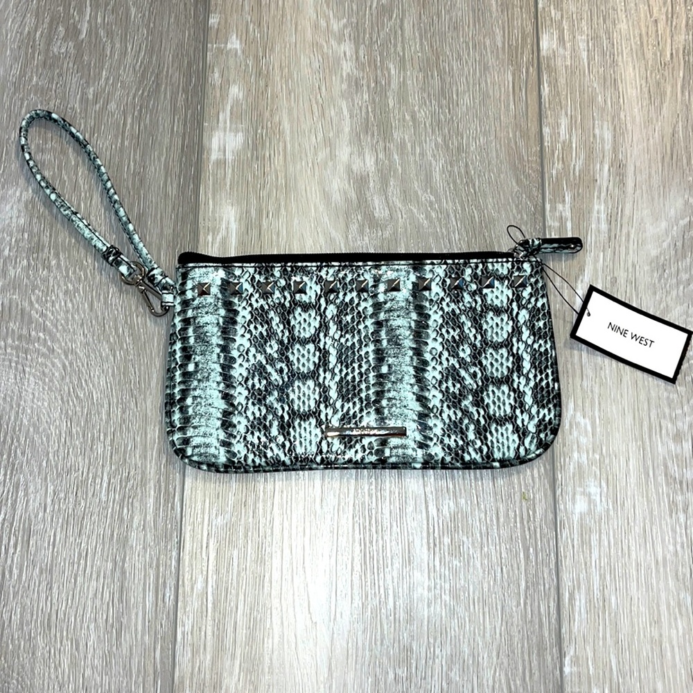 NWT Nine West Snakeskin Studded Wristlet